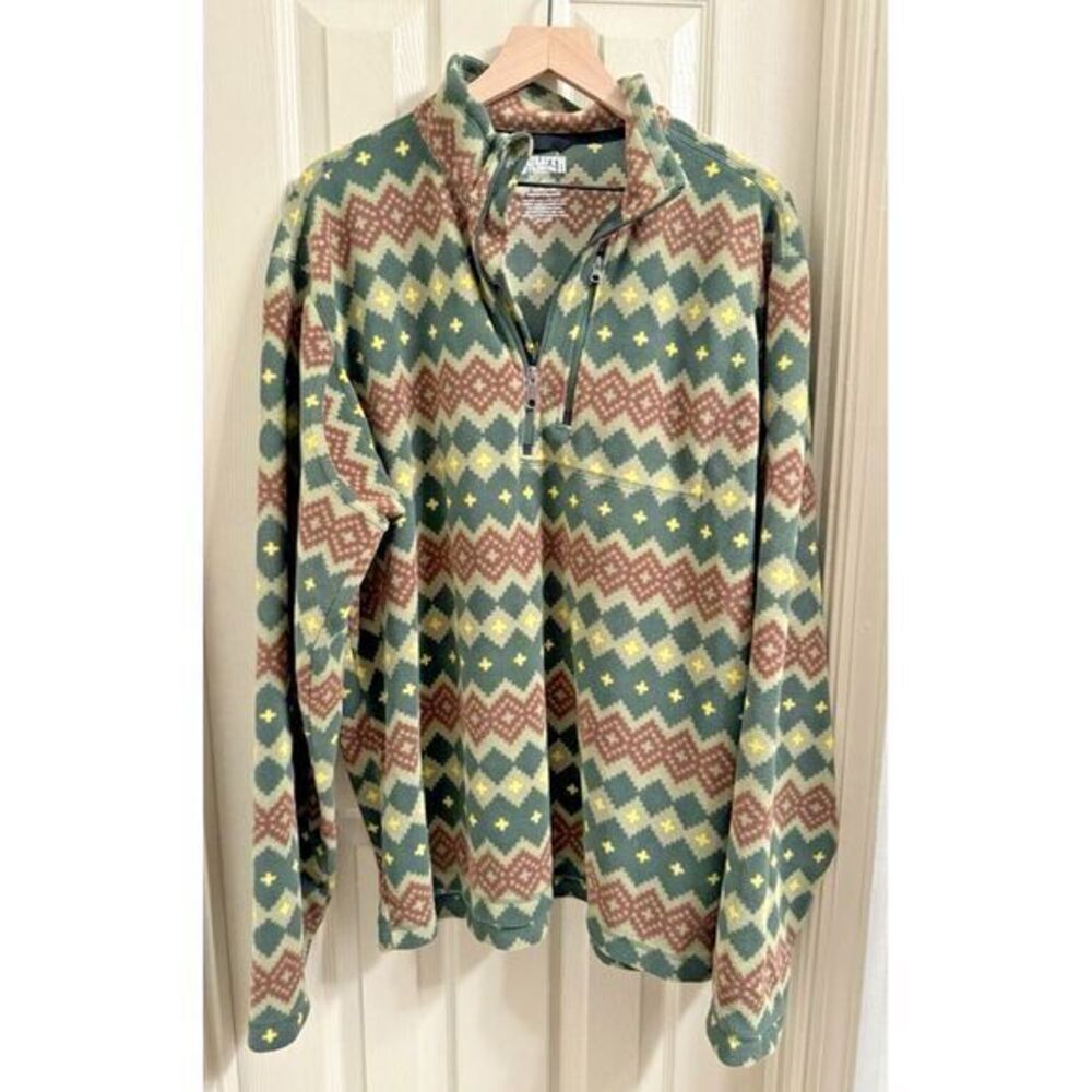 Duluth Trading‎ Co. Men's XL Pullover 1/4 Zip Mock Neck Outdoor Green Aztec Soft